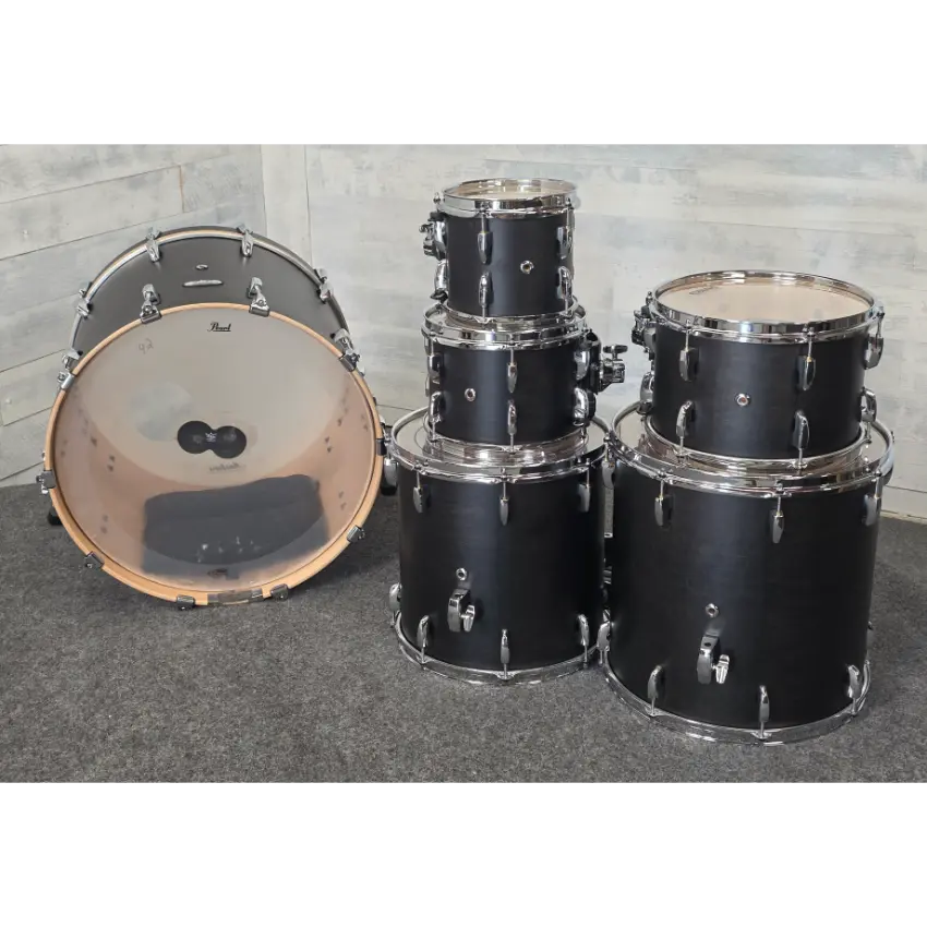 Used Pearl Masters Maple Complete 6pc Drum Set Matte Black Mist - Very Good - Drum Center Of Portsmouth