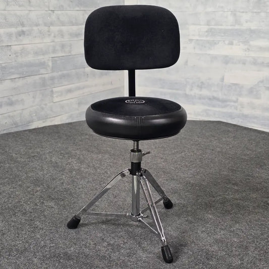 Used Roc-N-Soc Spindle Drum Throne Round Seat Black w/ Back Rest - Good - Drum Center Of Portsmouth