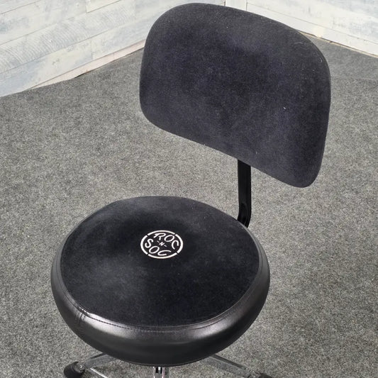 Used Roc-N-Soc Spindle Drum Throne Round Seat Black w/ Back Rest - Good - Drum Center Of Portsmouth