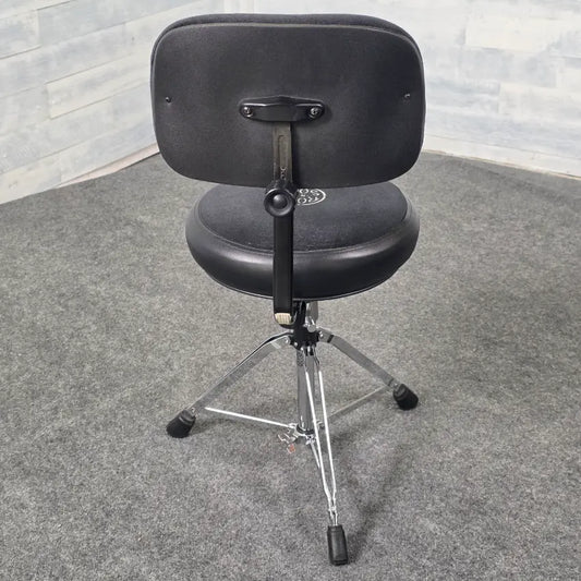 Used Roc-N-Soc Spindle Drum Throne Round Seat Black w/ Back Rest - Good - Drum Center Of Portsmouth