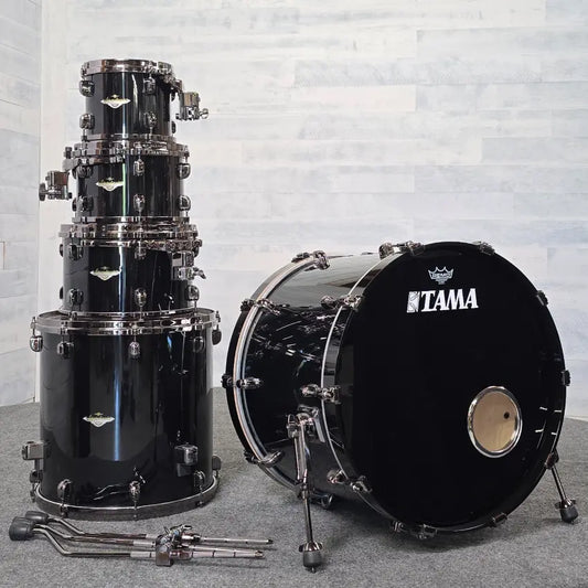 Used Tama Starclassic Maple 5pc Drum Set Piano Black w/ Black Nickel Hardware - Very Good - Drum Center Of Portsmouth