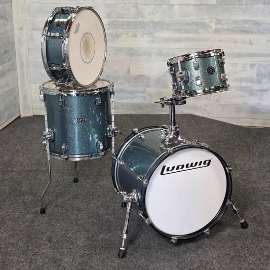 Used Ludwig Breakbeats 3pc Drum Set Azure Sparkle - Fair - Drum Center Of Portsmouth