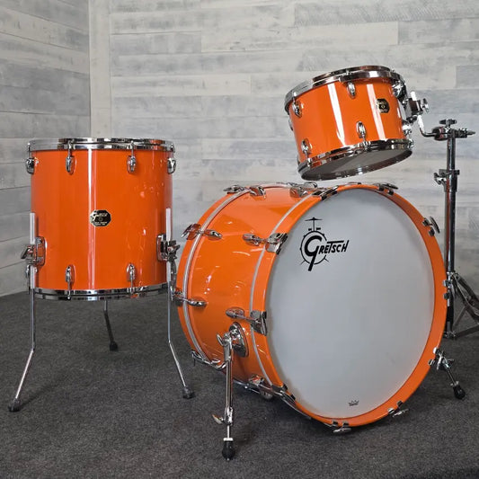 Used Gretsch USA Custom 3pc Drum Set Orange Gloss - Excellent - Drum Center Of Portsmouth