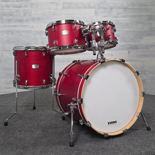 Used Yamaha Tour Custom Maple 4pc Drum Set Candy Apple Satin - Excellent - Drum Center Of Portsmouth