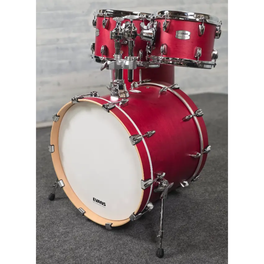 Used Yamaha Tour Custom Maple 4pc Drum Set Candy Apple Satin - Excellent - Drum Center Of Portsmouth