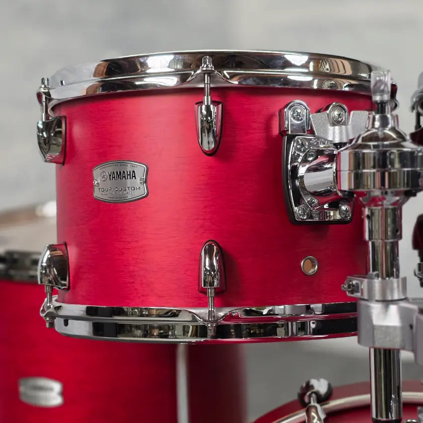 Used Yamaha Tour Custom Maple 4pc Drum Set Candy Apple Satin - Excellent - Drum Center Of Portsmouth