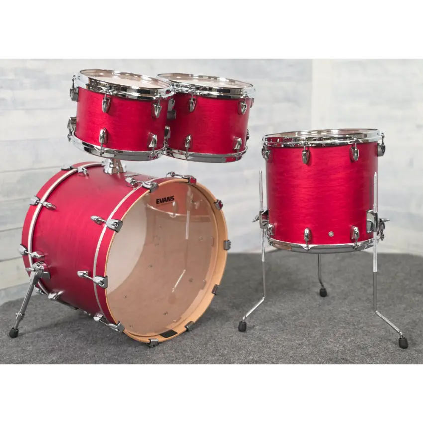 Used Yamaha Tour Custom Maple 4pc Drum Set Candy Apple Satin - Excellent - Drum Center Of Portsmouth