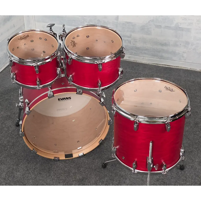 Used Yamaha Tour Custom Maple 4pc Drum Set Candy Apple Satin - Excellent - Drum Center Of Portsmouth