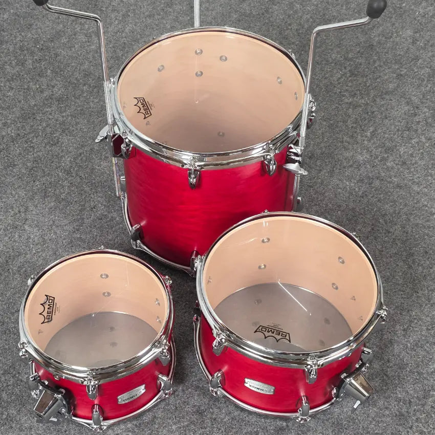 Used Yamaha Tour Custom Maple 4pc Drum Set Candy Apple Satin - Excellent - Drum Center Of Portsmouth