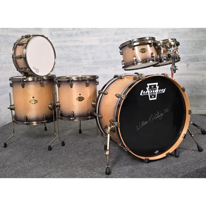 Used Ludwig Epic 6pc Drum Set w/Double Tom Stand - Good - Drum Center Of Portsmouth
