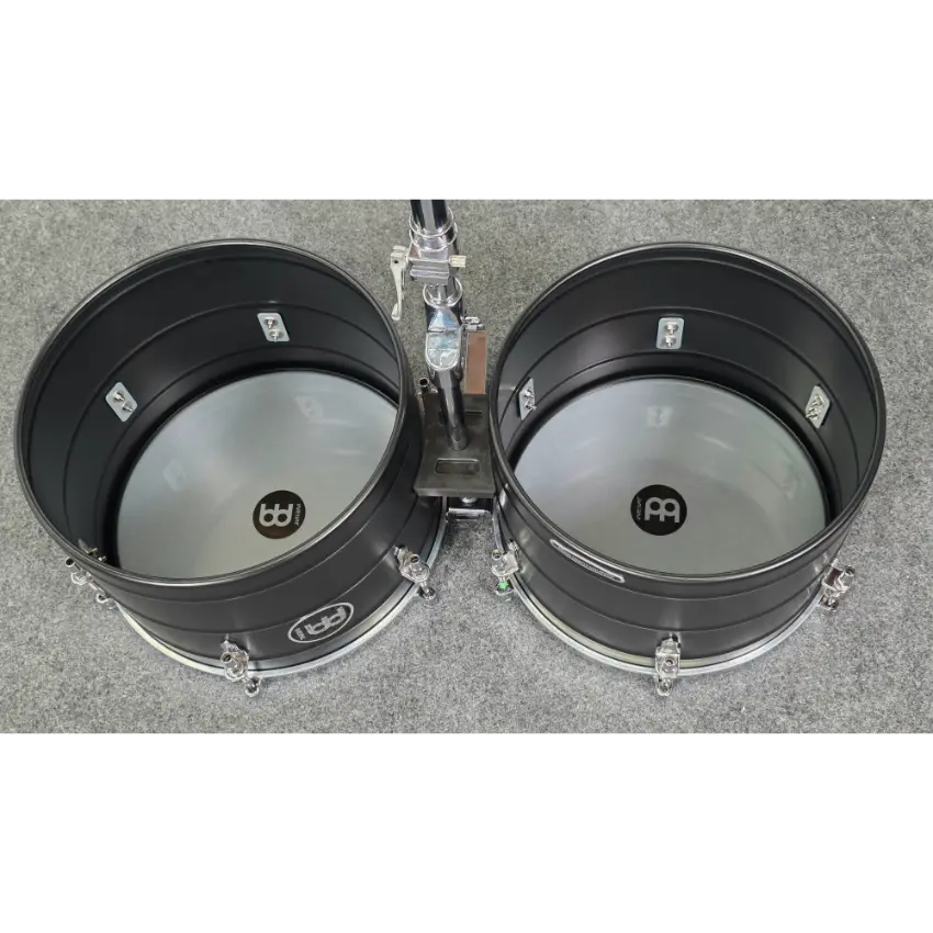 Used Meinl Marathon Steel Timbales 14 & 15 Deep Black Powder Coated - Very Good - Drum Center Of Portsmouth