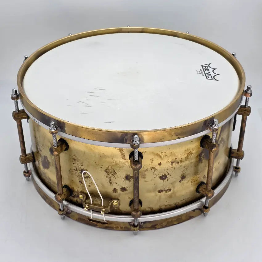 Used Noble & Cooley Ebenor Primitive Brass Snare Drum 14x6.5 #15 of 20 - Excellent - Drum Center Of Portsmouth