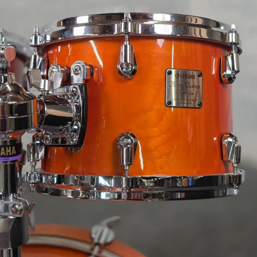 Used Yamaha Birch Custom Absolute 4pc Drum Set Honey Amber - Very Good - Drum Center Of Portsmouth