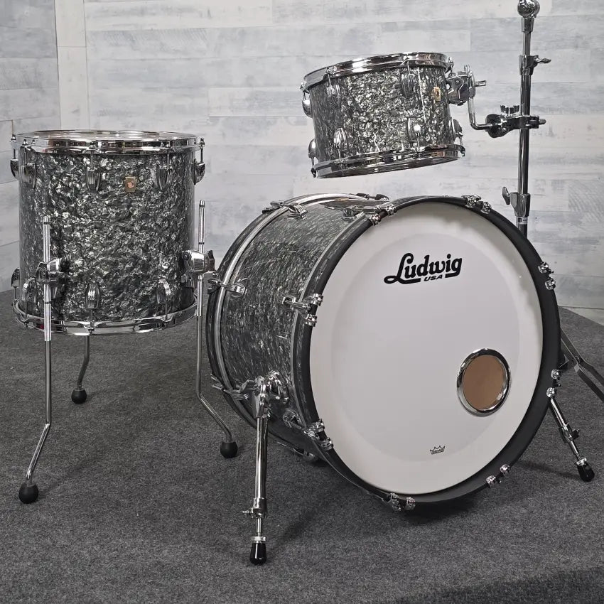 Used Ludwig Classic Maple 3pc Downbeat Drum Set Black Pearl - Good - Drum Center Of Portsmouth