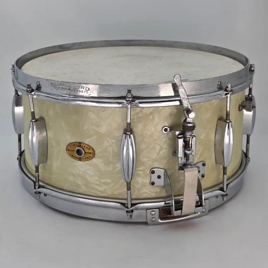Used Vintage Slingerland Radio King Snare Drum 14x6.5 White Marine Pearl - Good - Drum Center Of Portsmouth