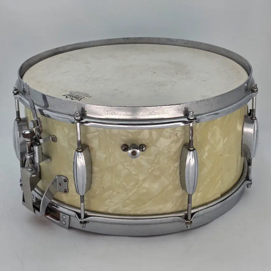 Used Vintage Slingerland Radio King Snare Drum 14x6.5 White Marine Pearl - Good - Drum Center Of Portsmouth