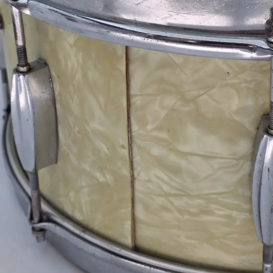 Used Vintage Slingerland Radio King Snare Drum 14x6.5 White Marine Pearl - Good - Drum Center Of Portsmouth