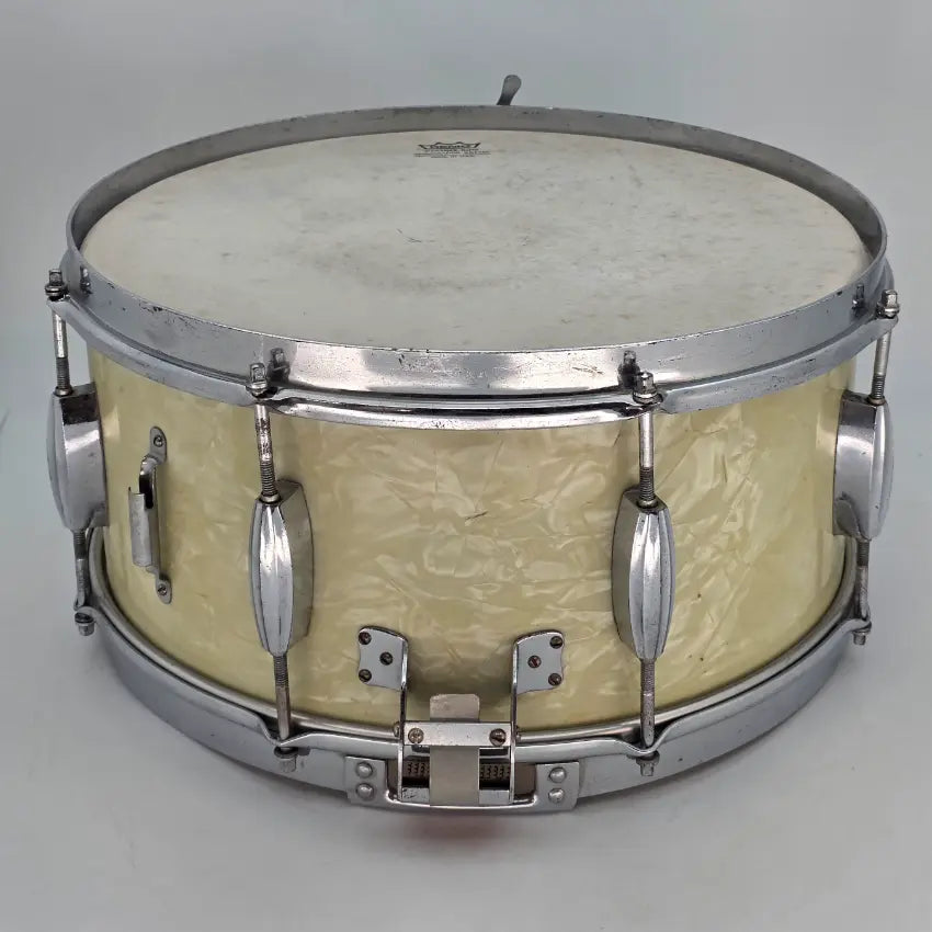 Used Vintage Slingerland Radio King Snare Drum 14x6.5 White Marine Pearl - Good - Drum Center Of Portsmouth