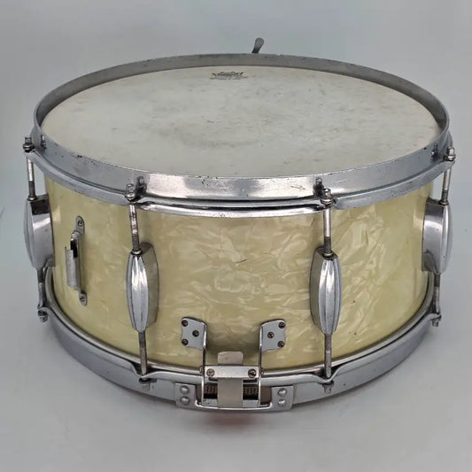 Used Vintage Slingerland Radio King Snare Drum 14x6.5 White Marine Pearl - Good - Drum Center Of Portsmouth