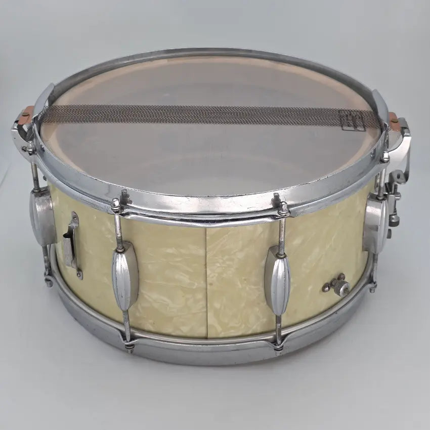 Used Vintage Slingerland Radio King Snare Drum 14x6.5 White Marine Pearl - Good - Drum Center Of Portsmouth