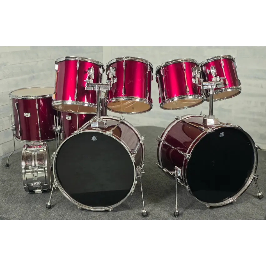 Used Tama Rockstar DX 9pc Drum Set Dark Red MIJ - Good - Drum Center Of Portsmouth