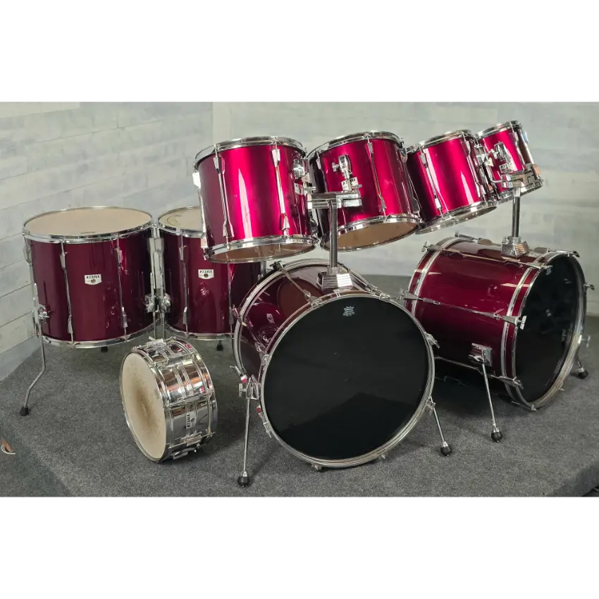 Used Tama Rockstar DX 9pc Drum Set Dark Red MIJ - Good - Drum Center Of Portsmouth