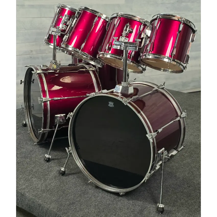 Used Tama Rockstar DX 9pc Drum Set Dark Red MIJ - Good - Drum Center Of Portsmouth