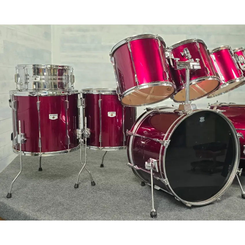 Used Tama Rockstar DX 9pc Drum Set Dark Red MIJ - Good - Drum Center Of Portsmouth