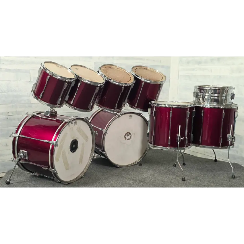 Used Tama Rockstar DX 9pc Drum Set Dark Red MIJ - Good - Drum Center Of Portsmouth