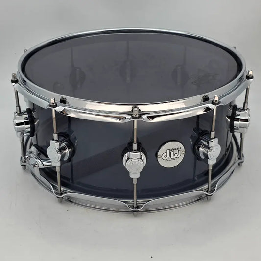 Used DW Design Acrylic Snare Drum 14x6.5 Smoke - Very Good - Drum Center Of Portsmouth