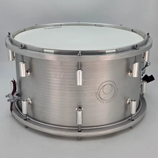 Used Brunson Percussion Silver Machina Aluminum Snare 14x8 - Good - Drum Center Of Portsmouth