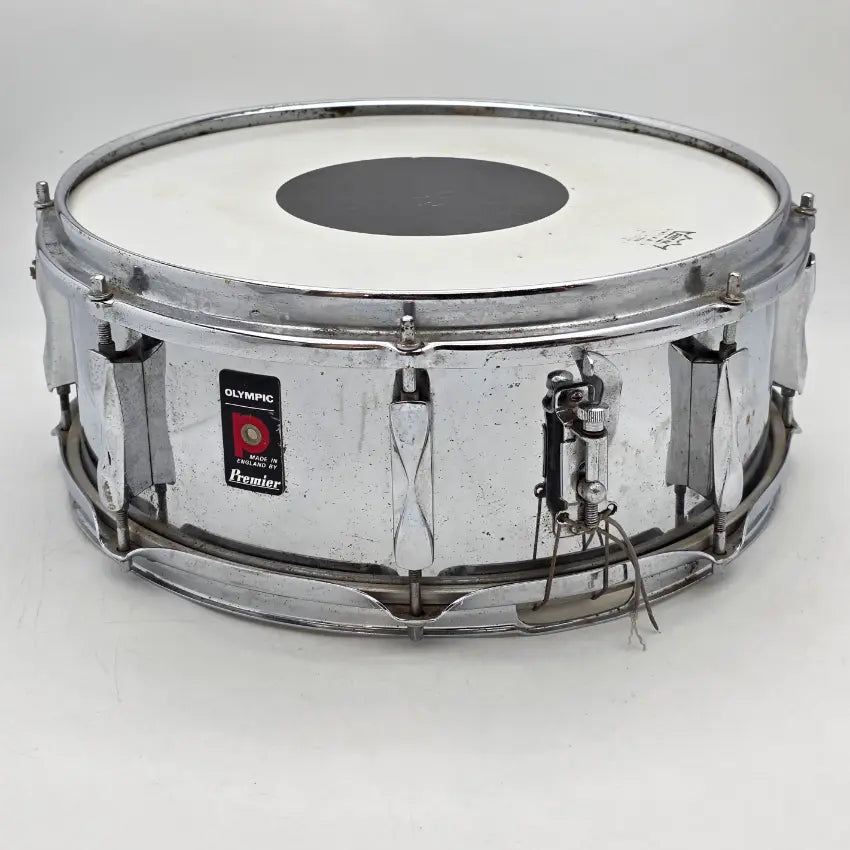 Used Premier Olympic Steel Shell Snare Drum 14x5 - Poor - Drum Center Of Portsmouth