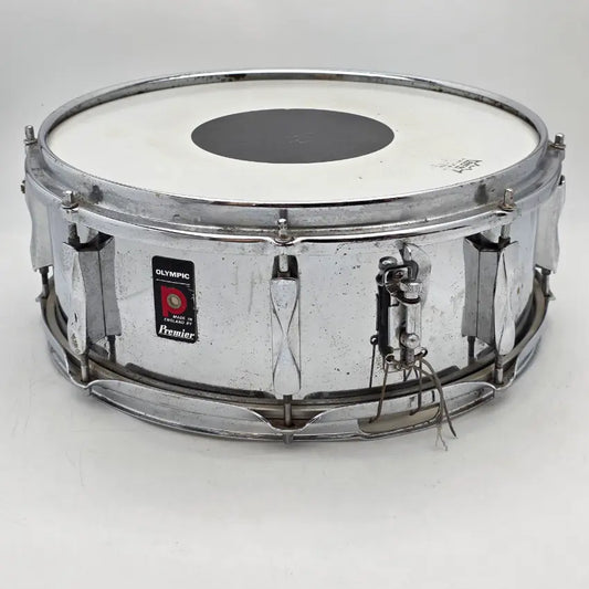 Used Premier Olympic Steel Shell Snare Drum 14x5 - Poor - Drum Center Of Portsmouth