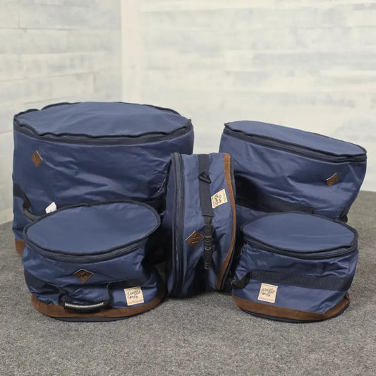 Used Tama Powerpad Designer Collection 5pc Drum Bag Set Navy Blue - Good - Drum Center Of Portsmouth