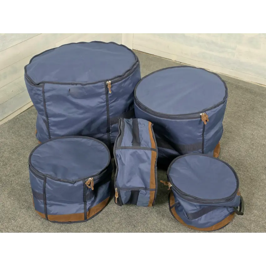 Used Tama Powerpad Designer Collection 5pc Drum Bag Set Navy Blue - Good - Drum Center Of Portsmouth