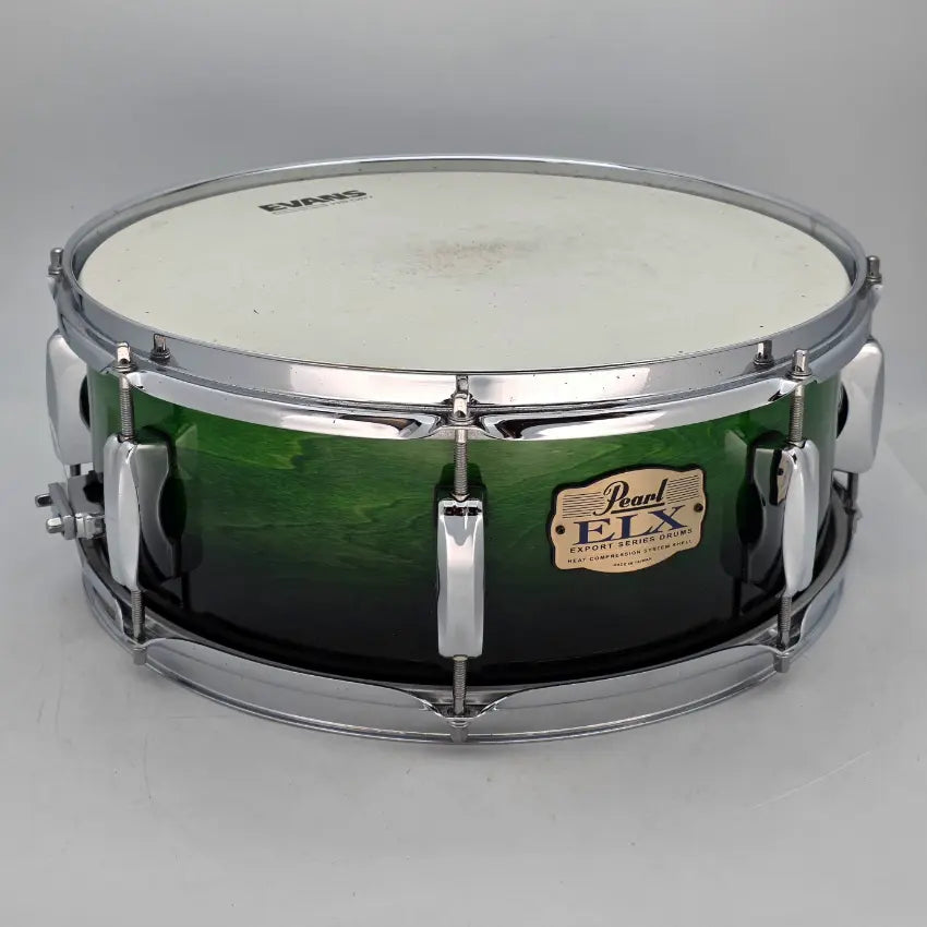 Used Pearl ELX Snare Drum 14x5 Green to Black Fade - Very Good - Drum Center Of Portsmouth