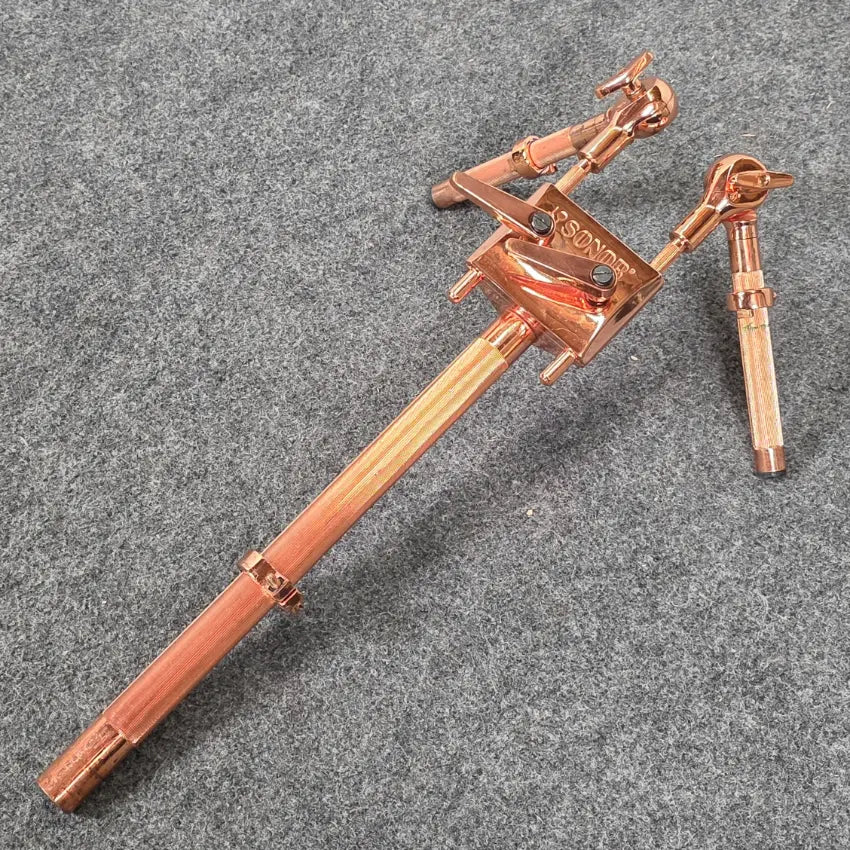 Used Vintage Sonor Copper Plated Double Tom Holder - Good - Drum Center Of Portsmouth