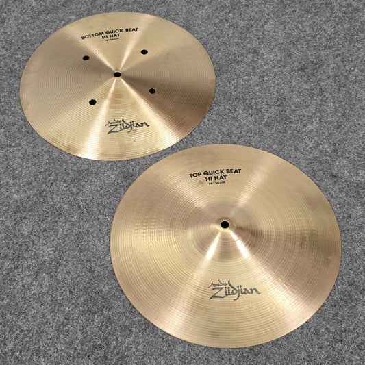 Used Zildjian A Quick Beat Hi Hat Cymbals 14" - Very Good - Drum Center Of Portsmouth