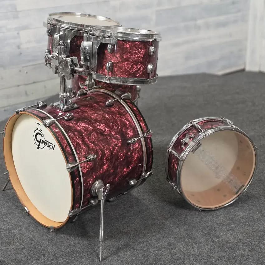 Used Gretsch Catalina Club 5pc Drum Set Burgundy Marine Pearl - Fair - Drum Center Of Portsmouth