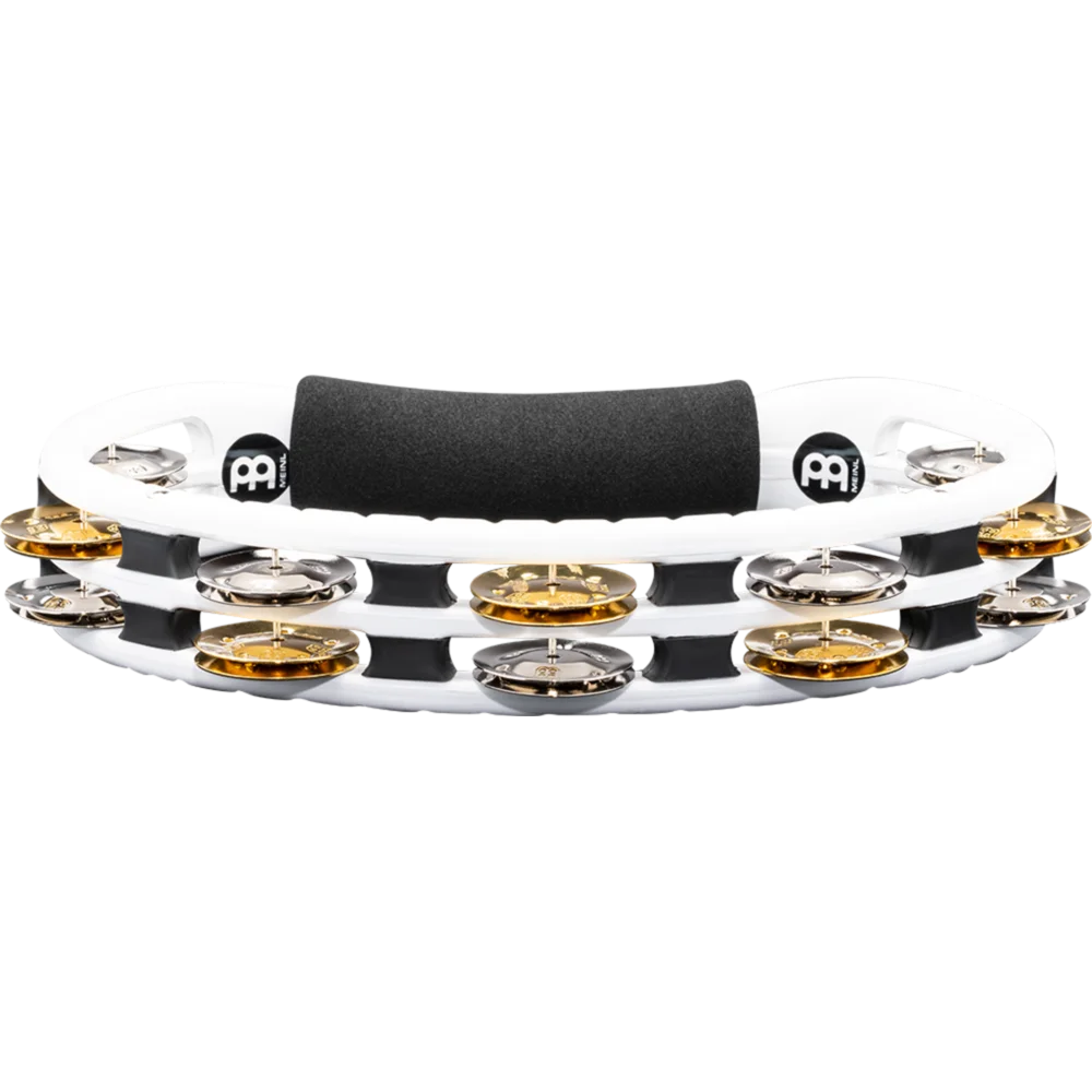 Meinl ABS Hand Held Tambourine Recording Combo Dual-Alloy Jingles White - Drum Center Of Portsmouth