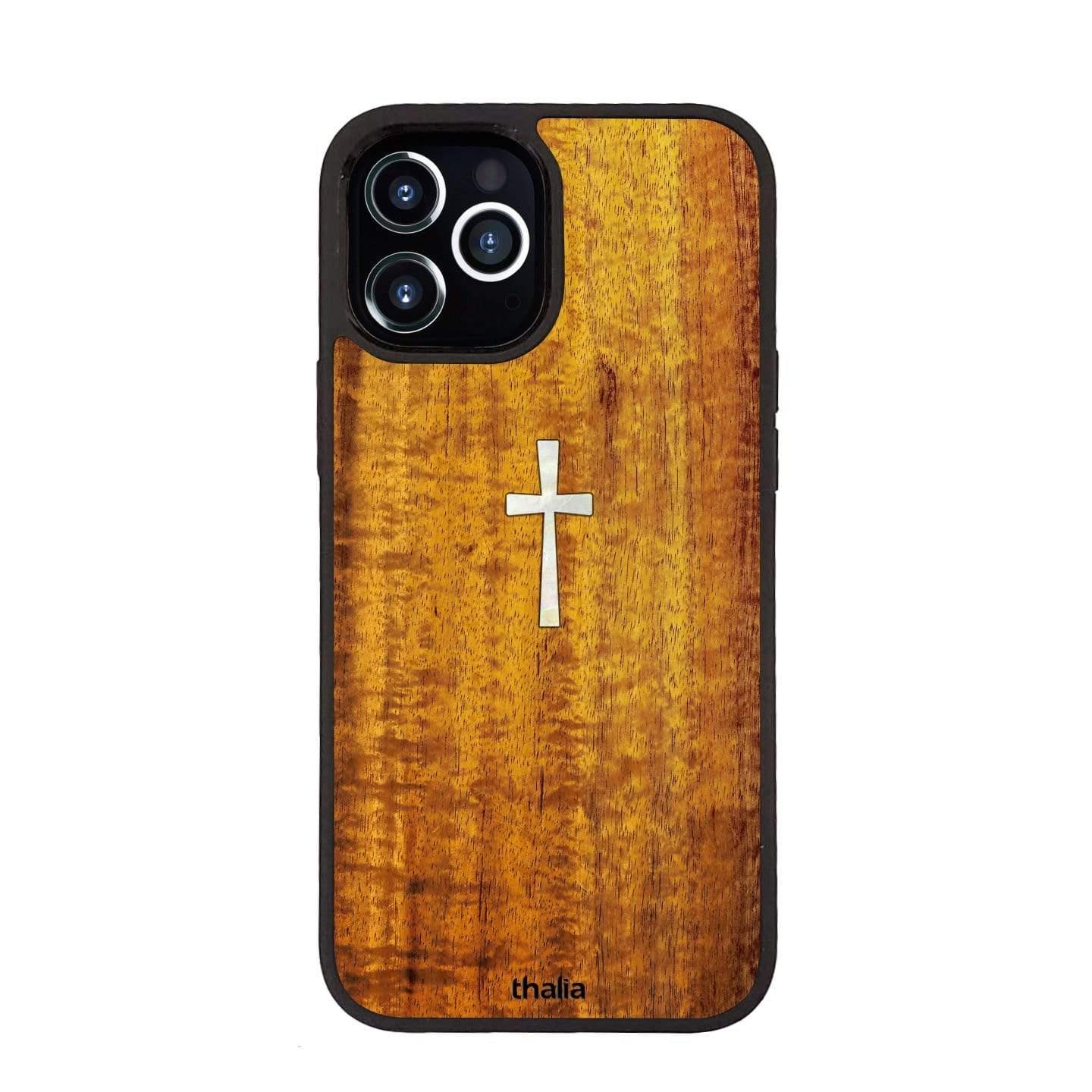 Thalia Hawaiian Koa Wood Case for iPhone 15 Pro | Cross MOP