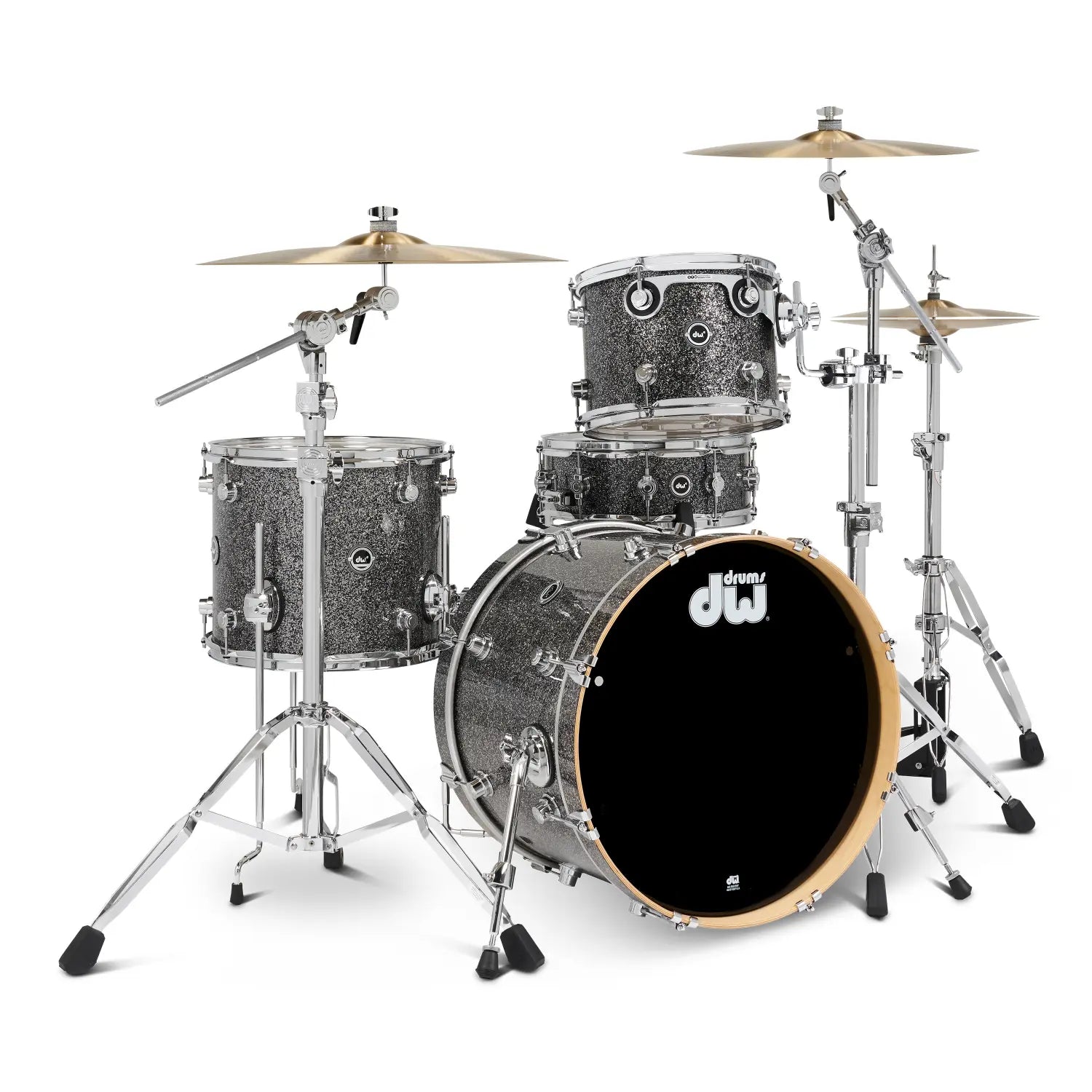 DW DWe 4pc Complete Electronic/Acoustic Drum Set w/Roland Cymbals & V51 Black Galaxy