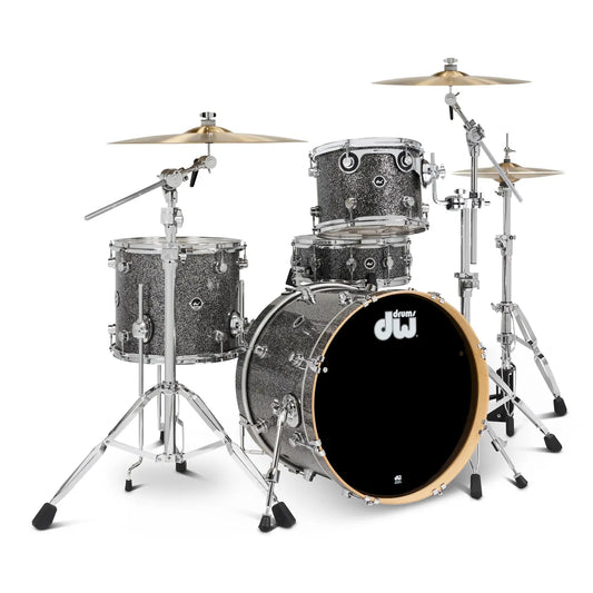 DW DWe 4pc Complete Electronic/Acoustic Drum Set w/Roland Cymbals & V71 Black Galaxy