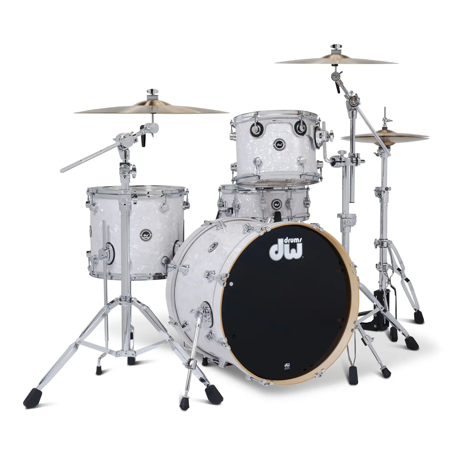 DW DWe 4pc Complete Electronic/Acoustic Drum Set w/Roland Cymbals & V51 White Marine