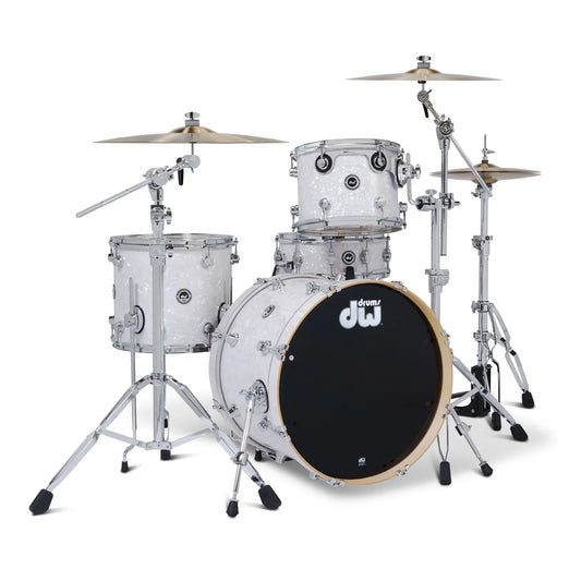DW DWe 4pc Complete Electronic/Acoustic Drum Set w/Roland Cymbals & V51 White Marine