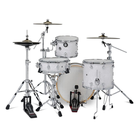 DW DWe 4pc Complete Electronic/Acoustic Drum Set w/Roland V71 White Marine