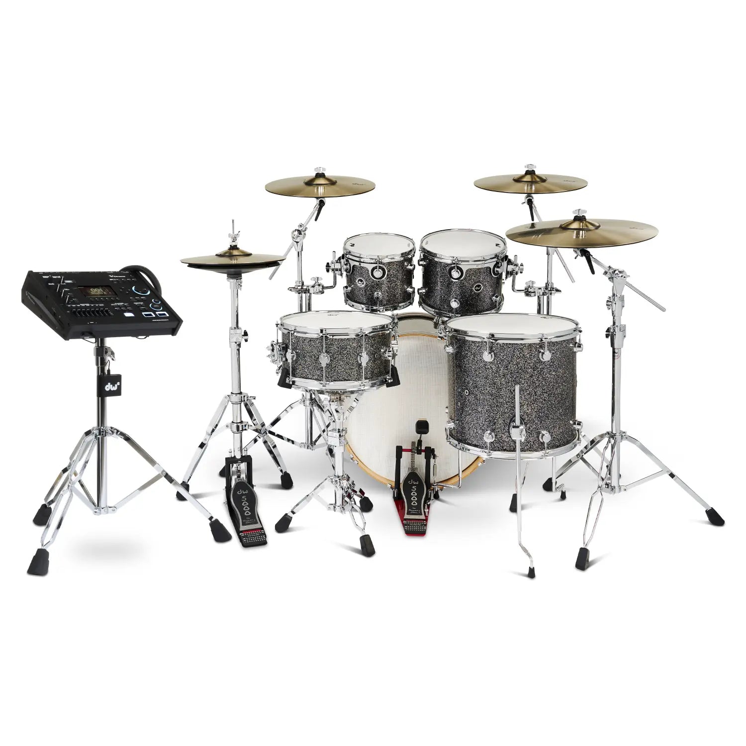 DW DWe 5pc Complete Electronic/Acoustic Drum Set w/Roland V71 Black Galaxy