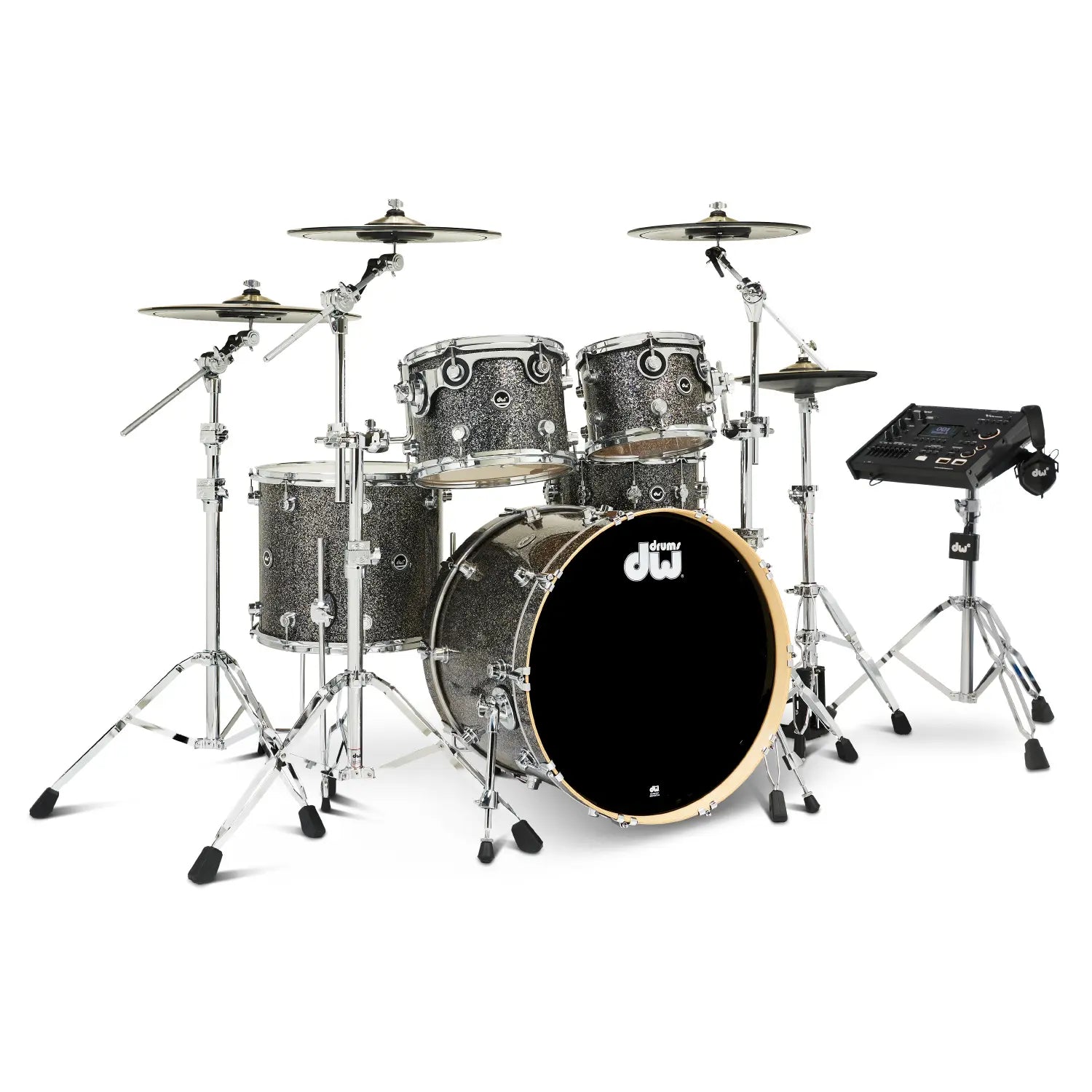 DW DWe 5pc Complete Electronic/Acoustic Drum Set w/Roland V71 Black Galaxy