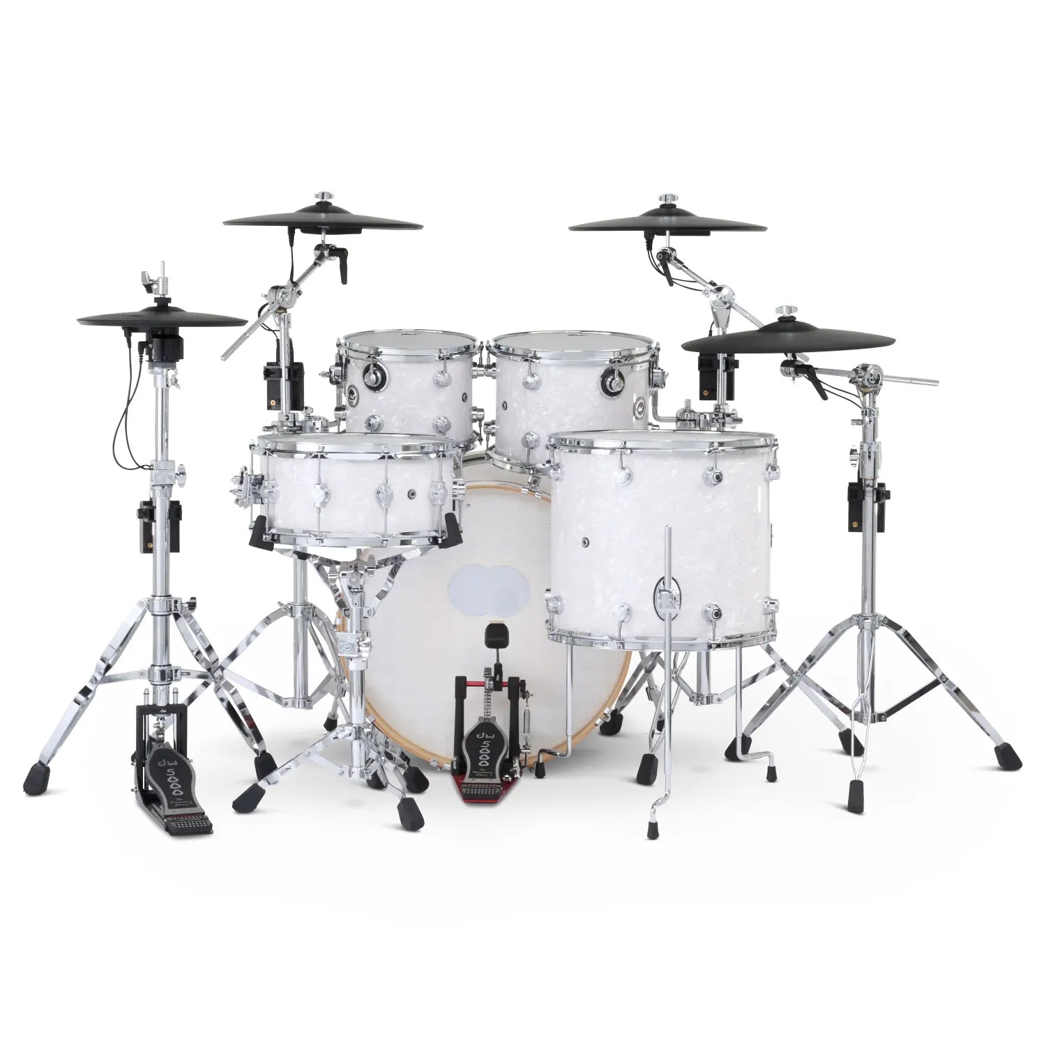 DW DWe 5pc Complete Electronic/Acoustic Drum Set w/Roland Cymbals & V51 White Marine