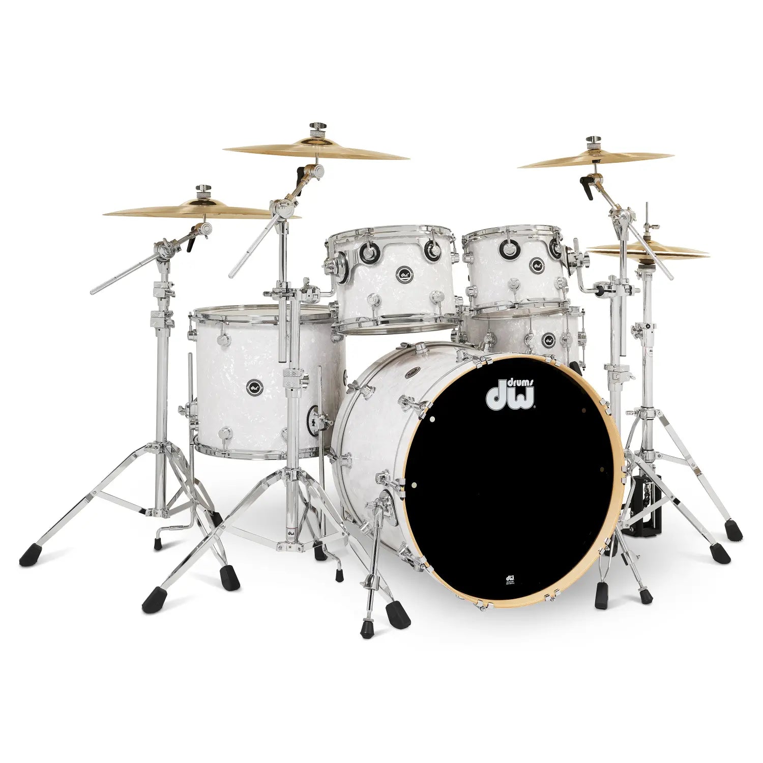 DW DWe 5pc Complete Electronic/Acoustic Drum Set w/Roland Cymbals & V71 White Marine